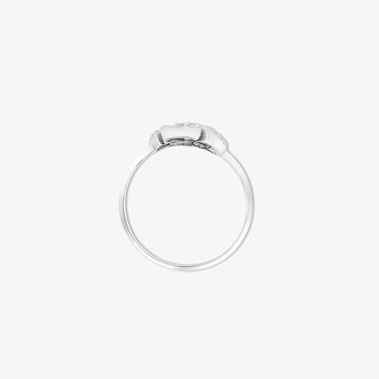 Trendy Floral CZ Silver Ring