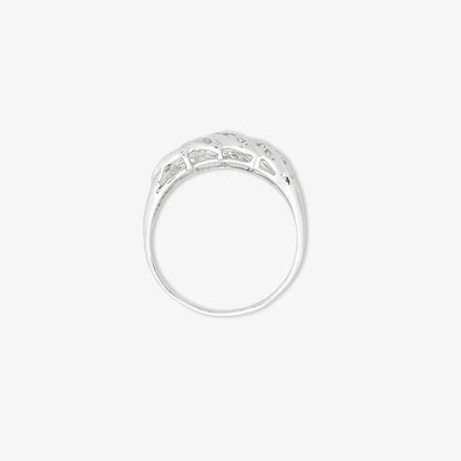Cubic Zirconia Leaf Silver Ring