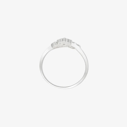Silver CZ Floral Design Leaf Ring