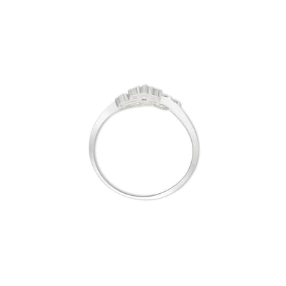 925 Sterling Silver Cz studded floral leaf ring