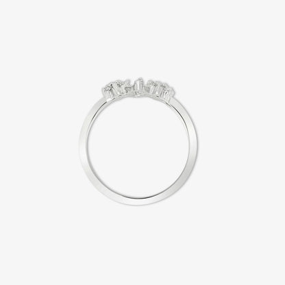 Pure Silver Ring - Starry Sleek Ring With CZ Stones