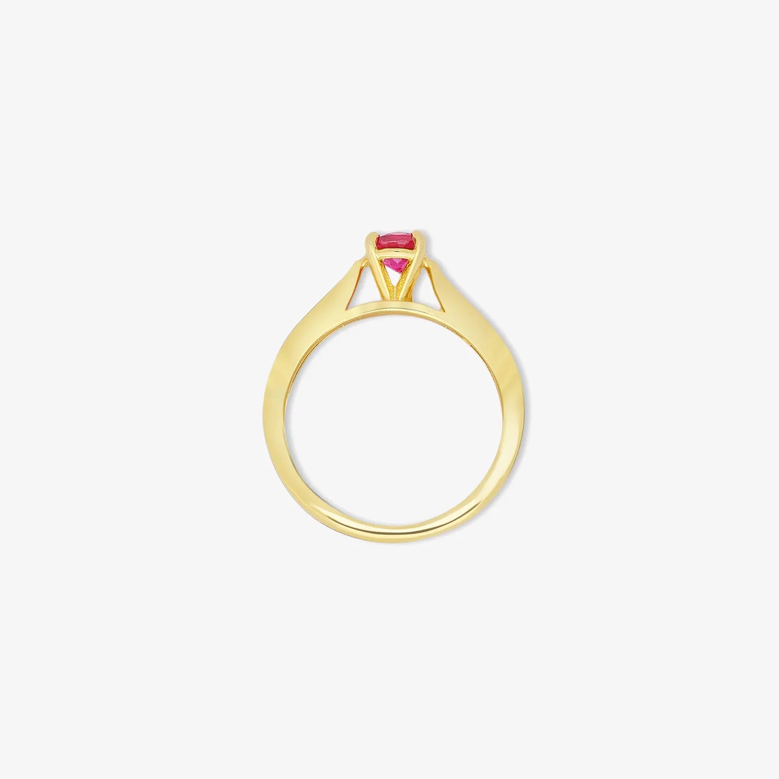 Gold Plated Silver Solitaire CZ Ruby Ring