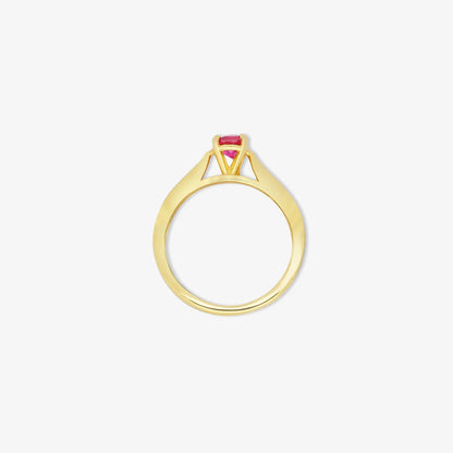 Gold Plated Silver Solitaire CZ Ruby Ring