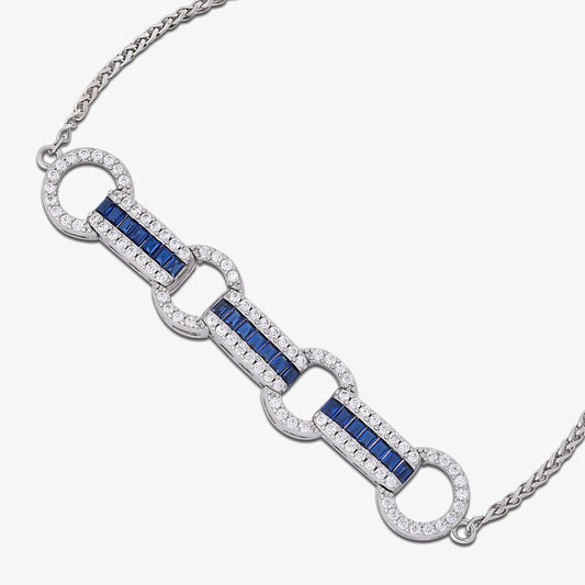 925 Sterling Silver Bracelet With Blue Zircon Stones- For Women