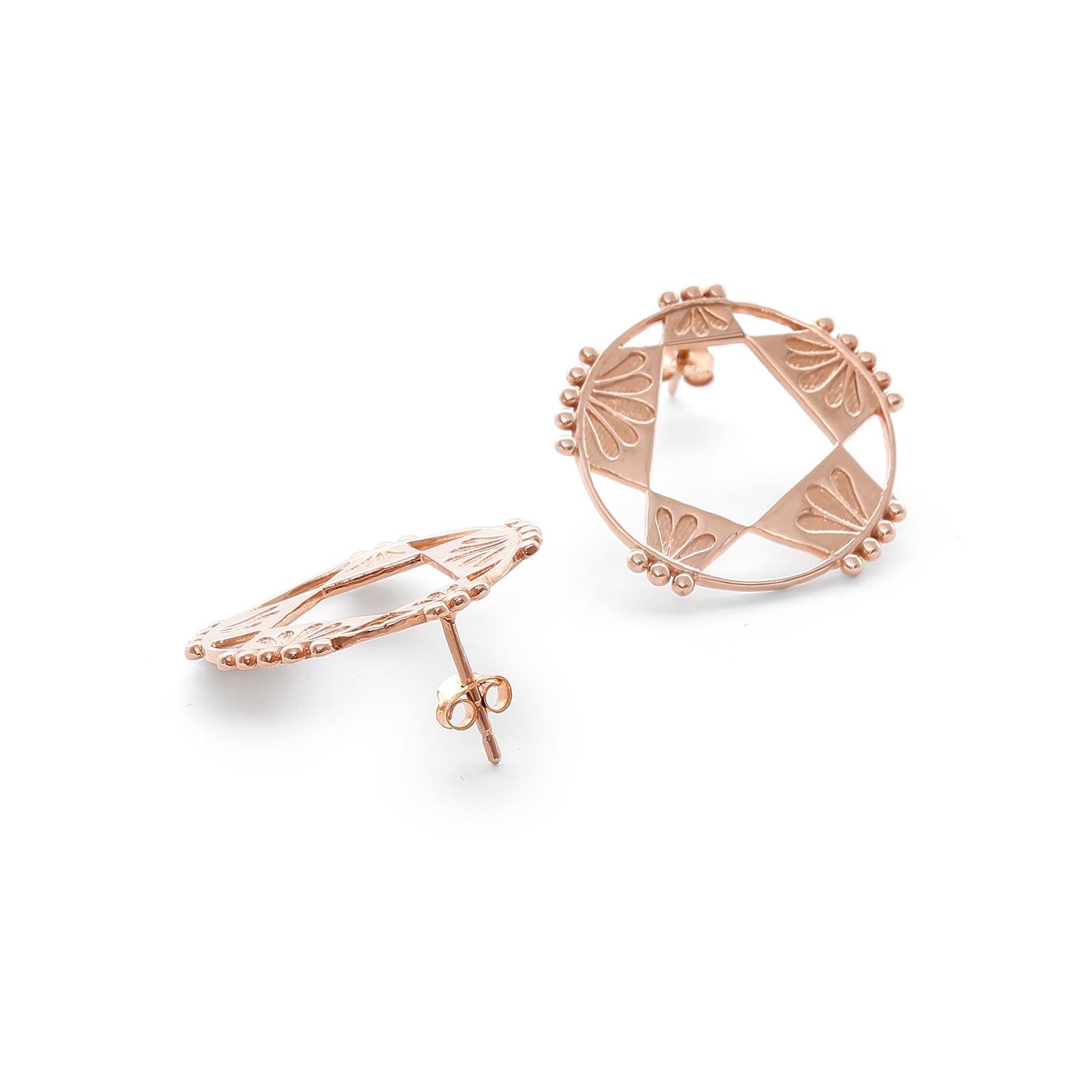 Rose Gold Plated Silver Geometric Star Shape Stud Earrings