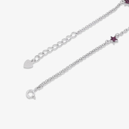 Pink CZ Star Silver Chain Bracelet