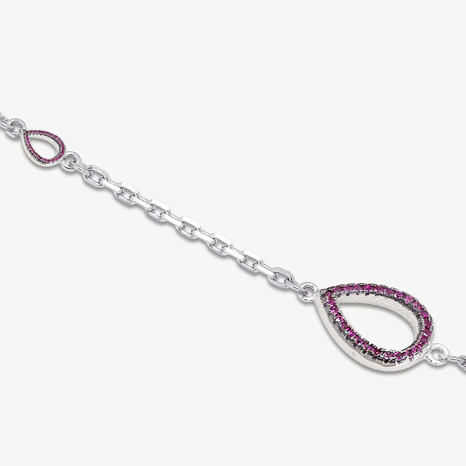 Drop Shape Silver Chain Bracelet