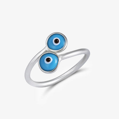Pure Silver Ring - Empowered With Blue Evil Eye