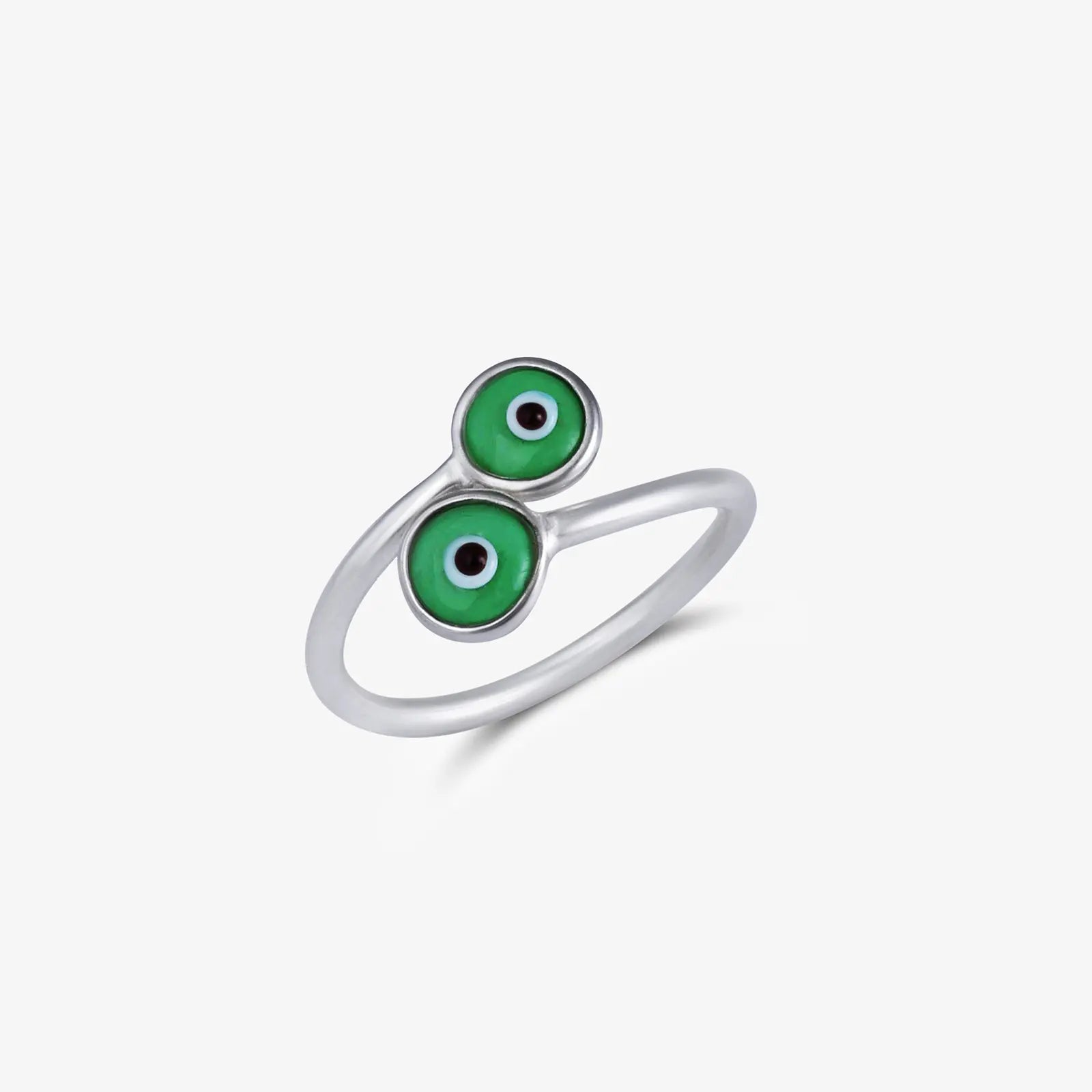 Silver Green Color Evil Eye Ring