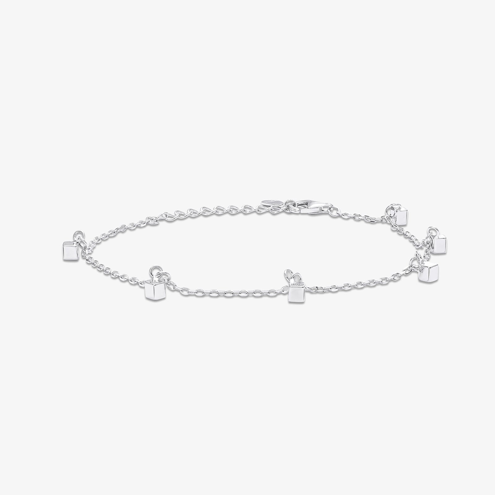Silver Cubic Rope Link Bracelet