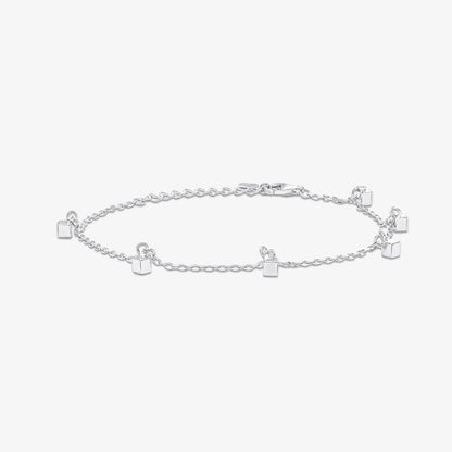 Silver Cubic Rope Link Bracelet