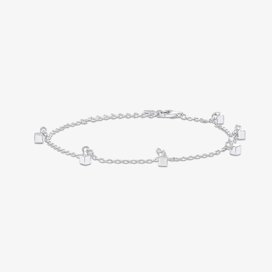 Silver Cubic Rope Link Bracelet