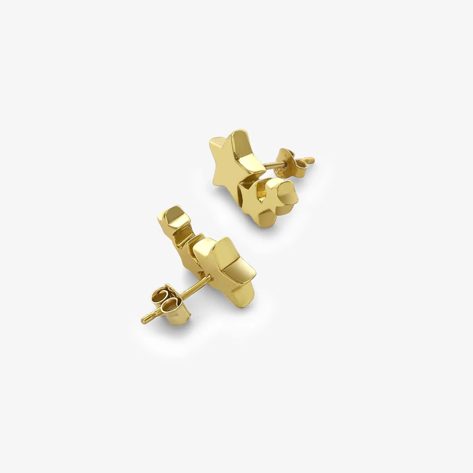 Gold Plated Three Star Stud Earrings - Tweov Jewels