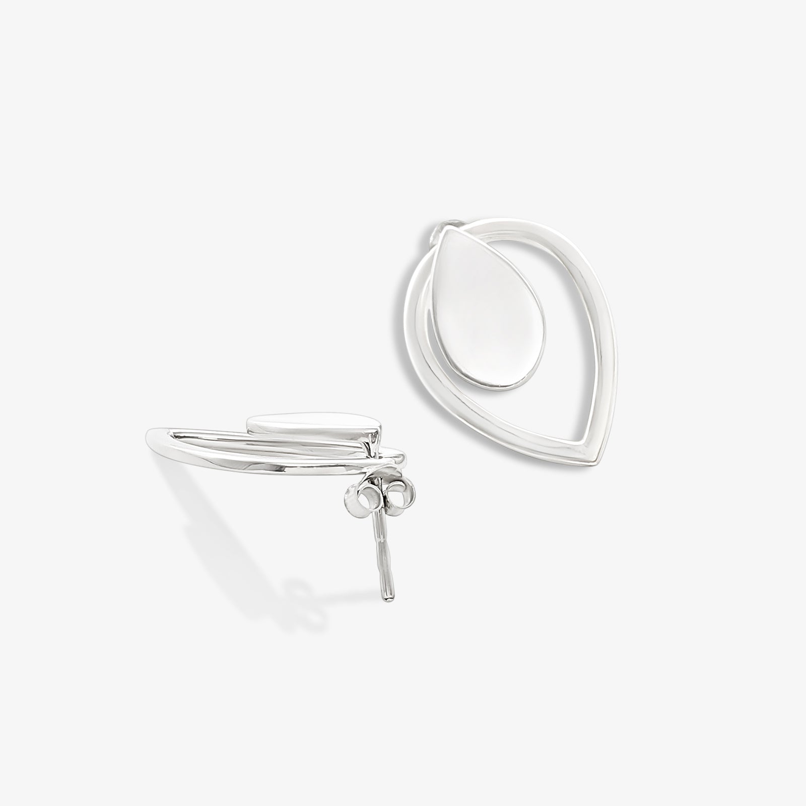 Pure Silver Earrings - 2 in 1 Dew Drop Model With Silver Finish