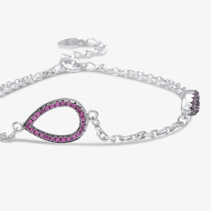 Drop Shape Silver Chain Bracelet