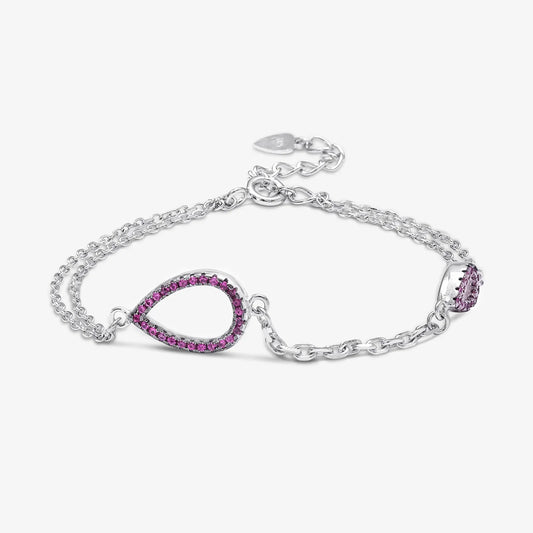 Drop Shape Silver Chain Bracelet