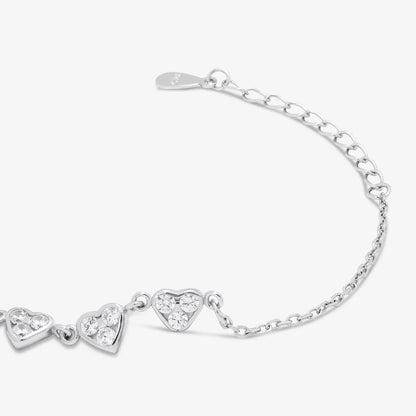 Silver Small Heart Charm Bracelet