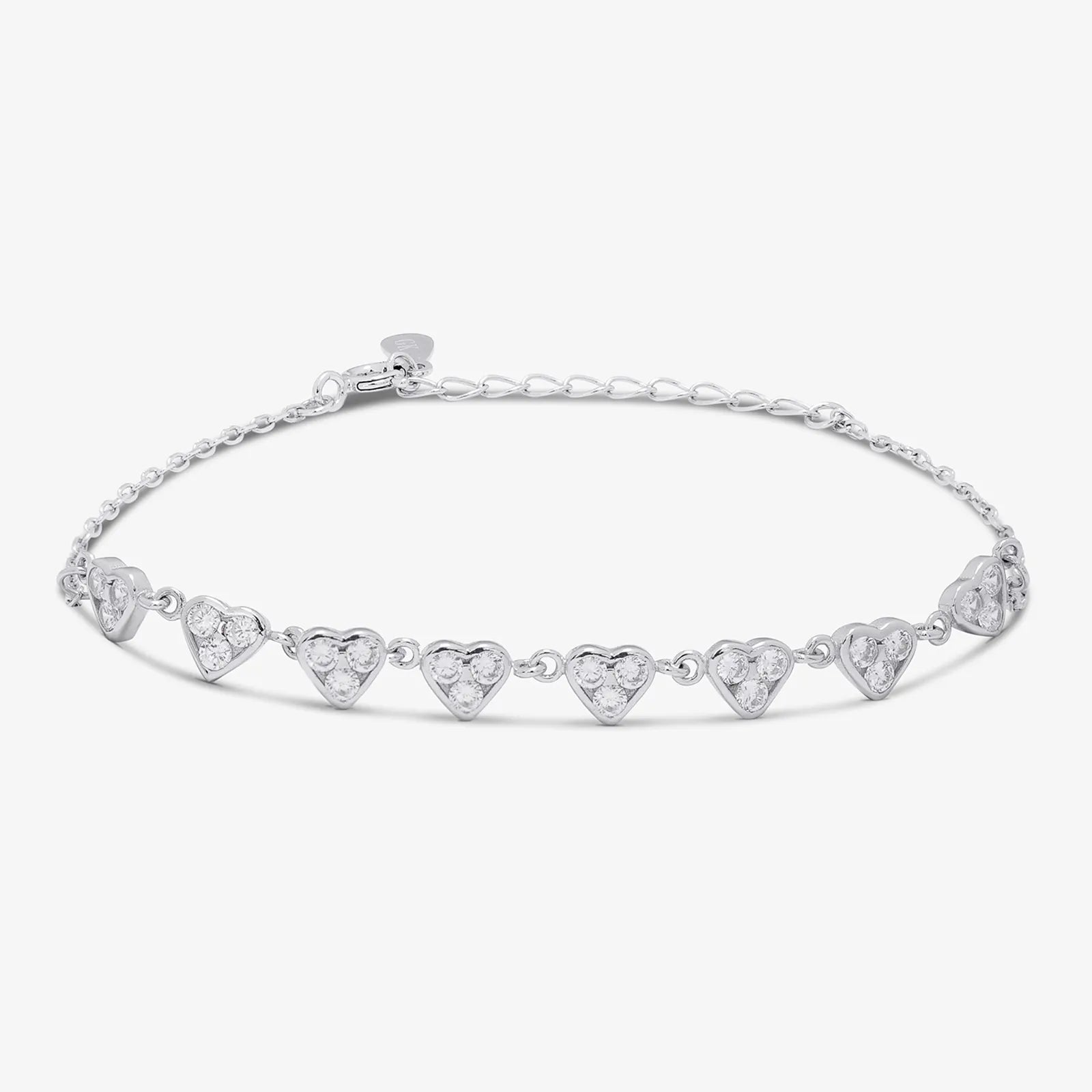 Silver Small Heart Charm Bracelet
