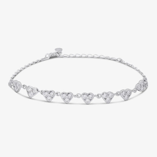 Silver Small Heart Charm Bracelet