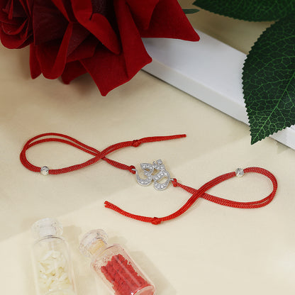 Silver CZ Om Rakhi for Brother
