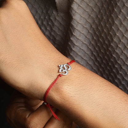 Silver CZ Om Rakhi for Brother