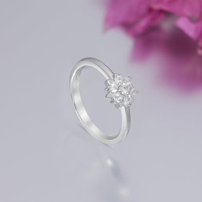 Silver Minimal Floral Ring