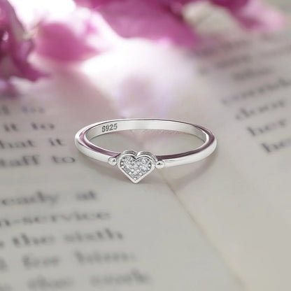 Minimal CZ Heart Silver Ring