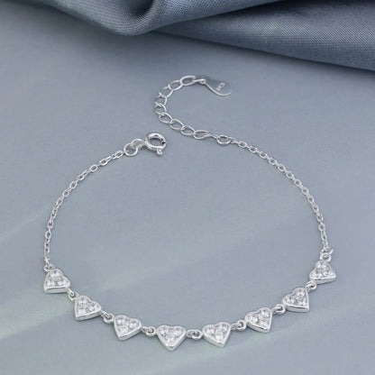 Silver Small Heart Charm Bracelet