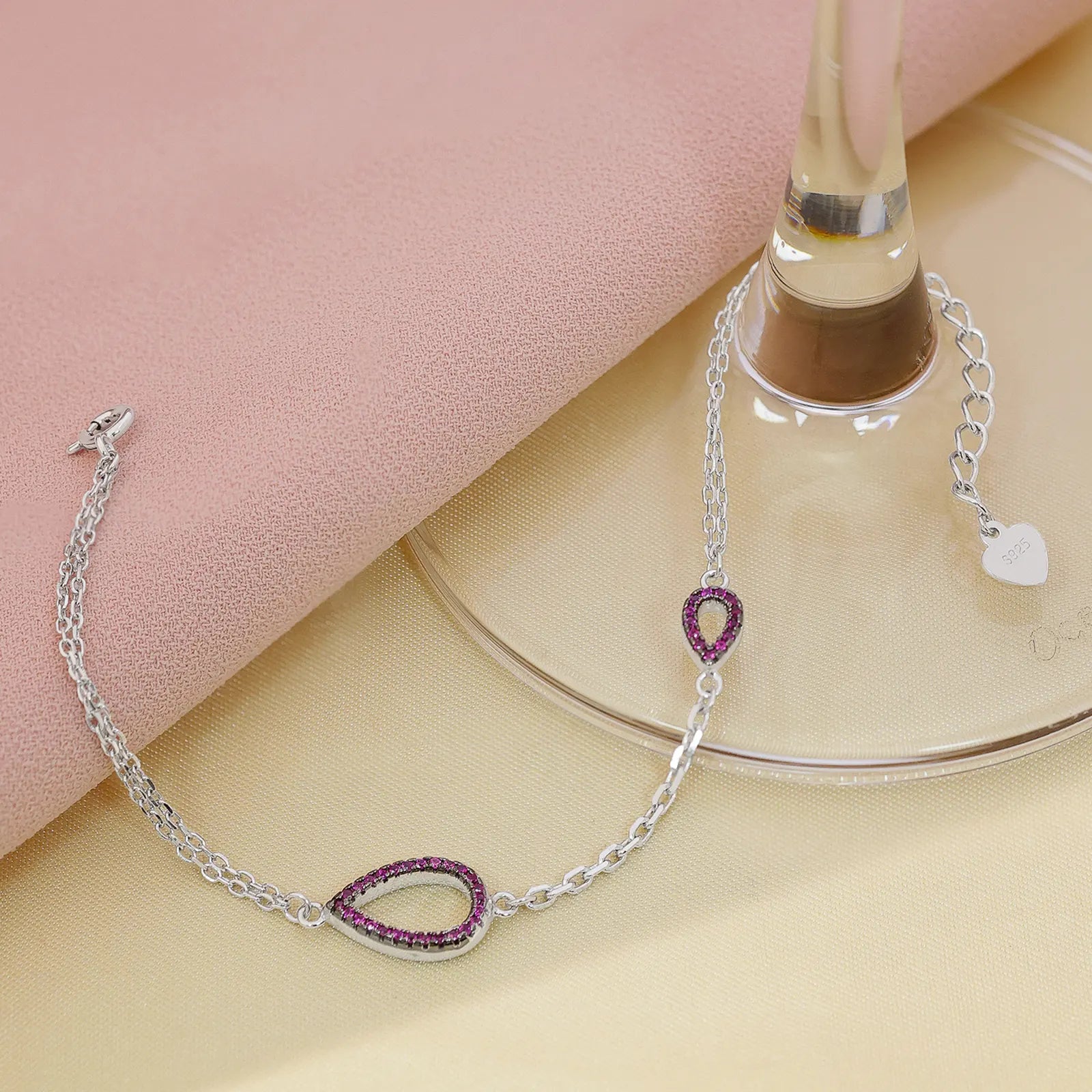 Drop Shape Silver Chain Bracelet