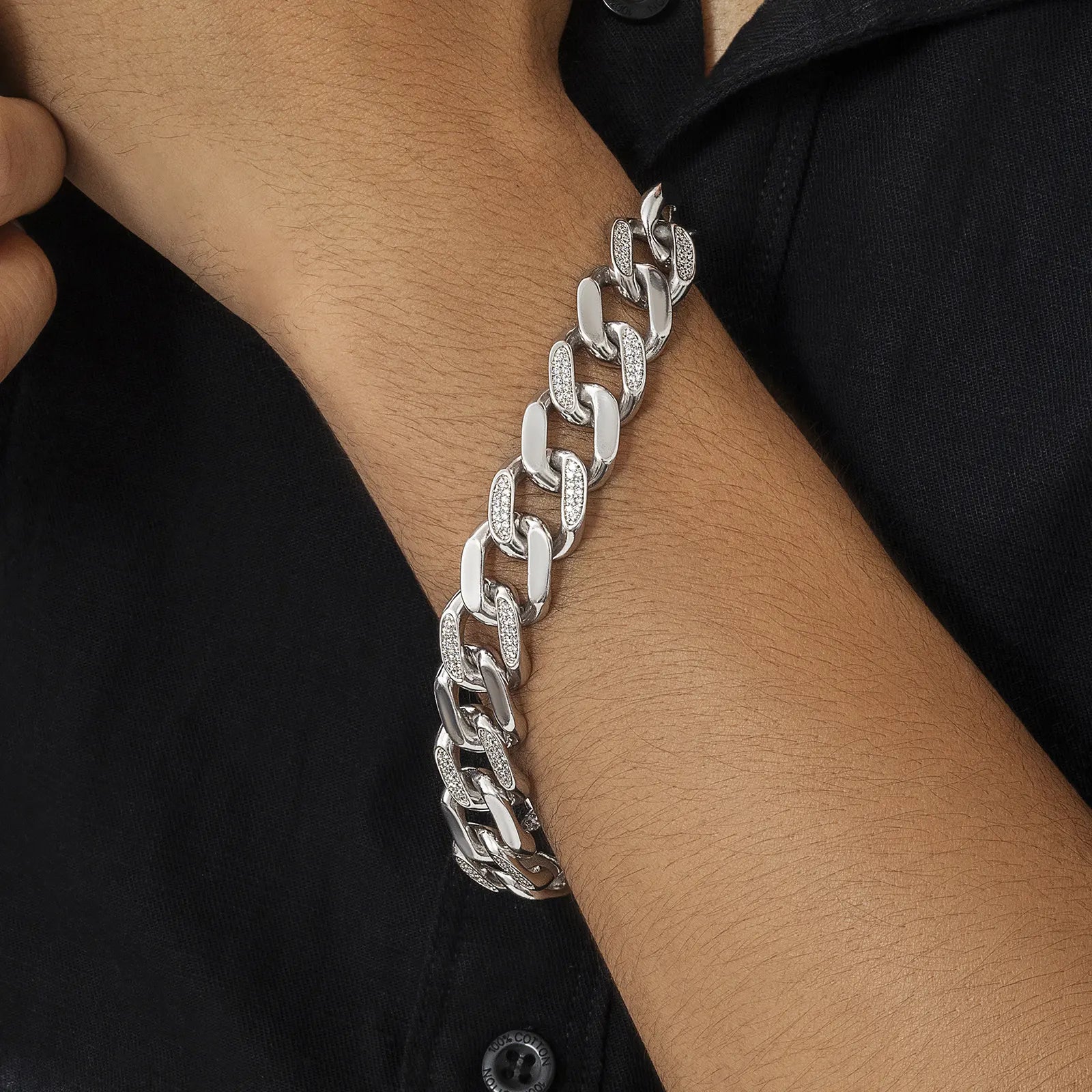 Silver CZ Cuban Chain Bracelet - Tweov Jewels