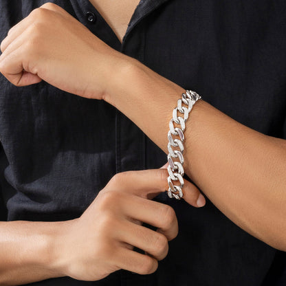 925 Sterling Silver Cz Stone Anchor Chain Bracelet For Men - Tweov Jewels