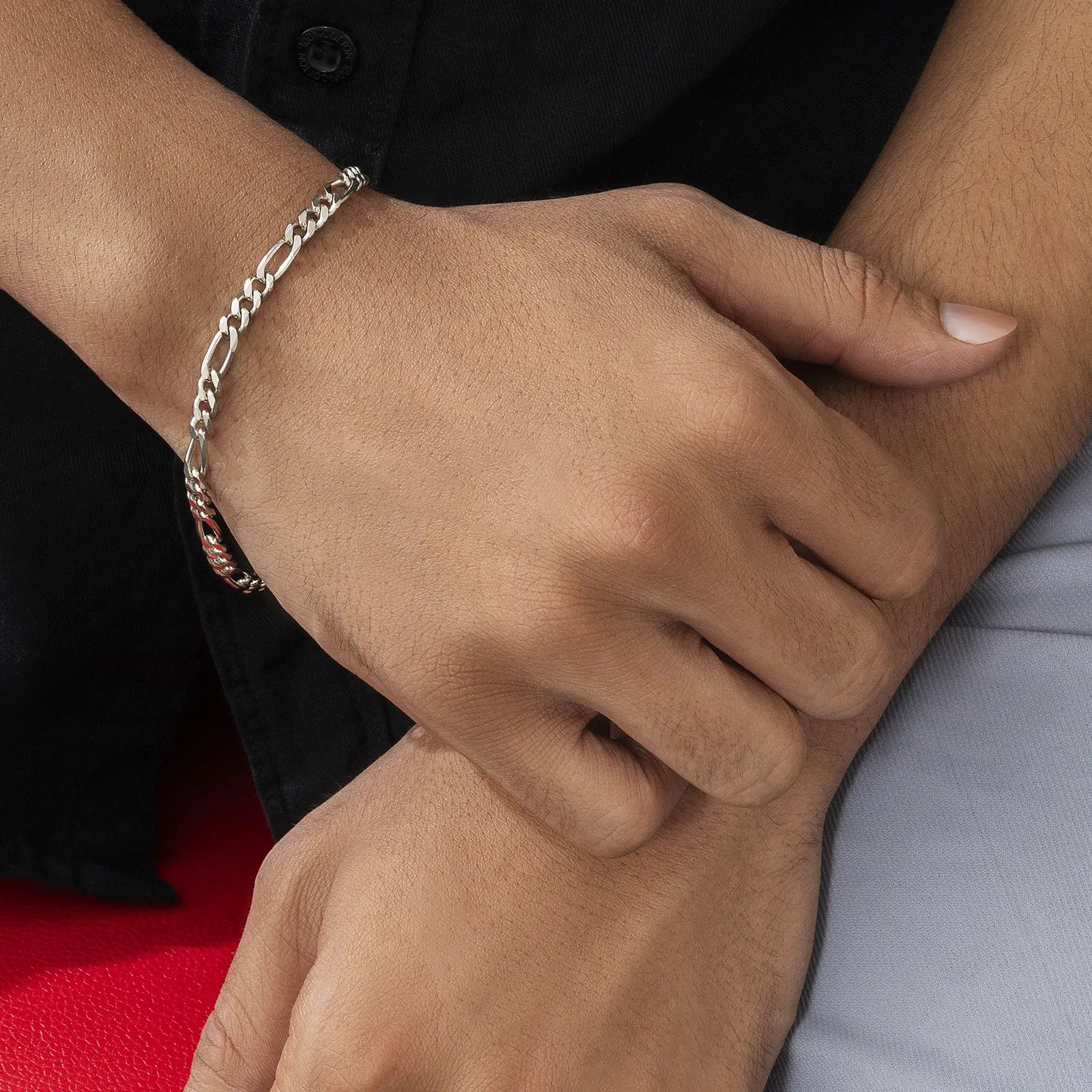 Silver Figaro Link Bracelet