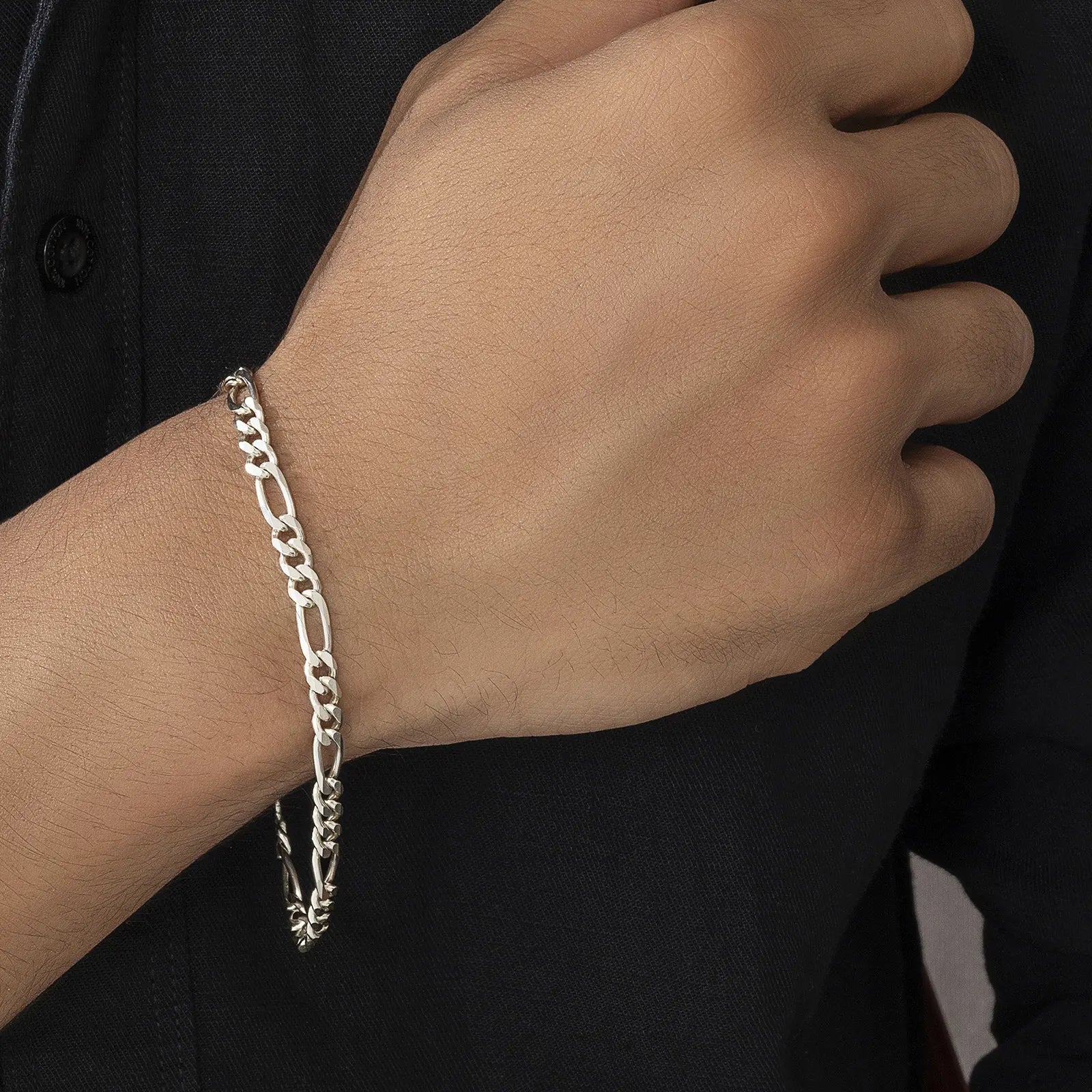 Silver Figaro Link Bracelet