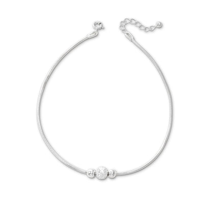 Ball Beaded Thin Silver Chain Anklet for Women - Tweov Jewels