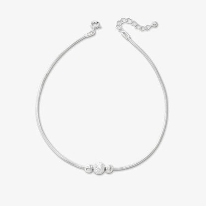 Ball Beaded Thin Silver Chain Anklet for Women