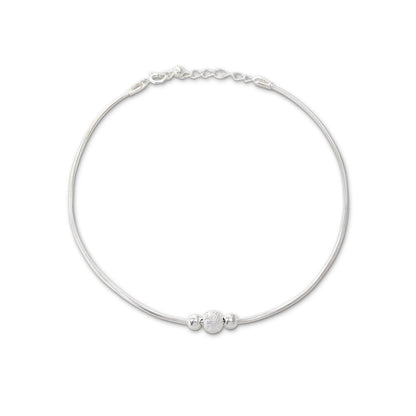 Ball Beaded Thin Silver Chain Anklet for Women - Tweov Jewels