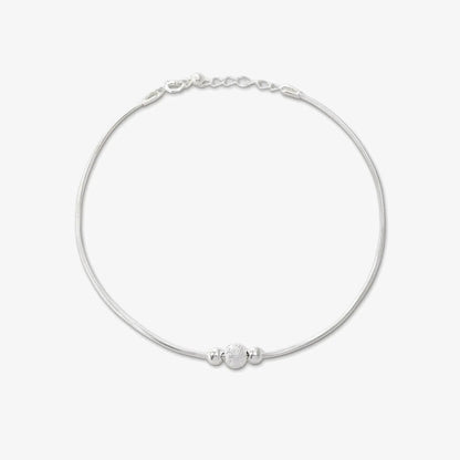 Ball Beaded Thin Silver Chain Anklet for Women
