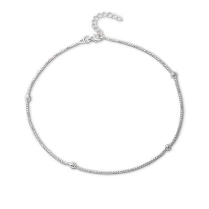 Beaded Silver Box Chain Anklet