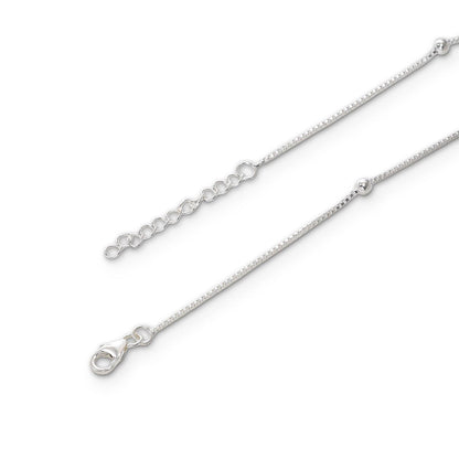 Beaded Silver Box Chain Anklet
