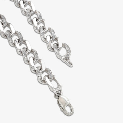 Silver CZ Cuban Chain Bracelet - Tweov Jewels