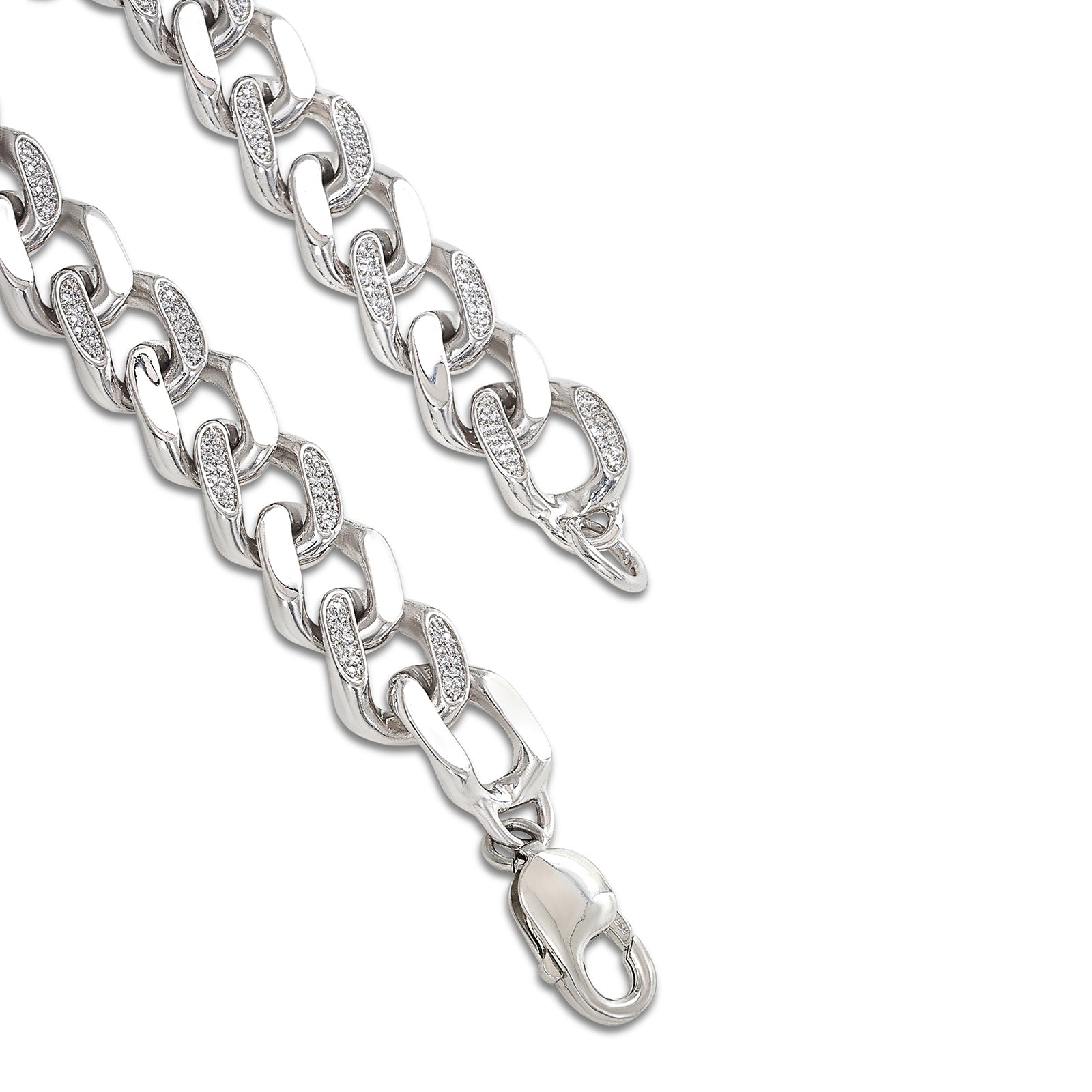 925 Sterling Silver Cz Stone Anchor Chain Bracelet For Men - Tweov Jewels
