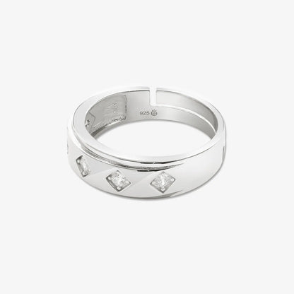 Silver CZ Band Ring for Men