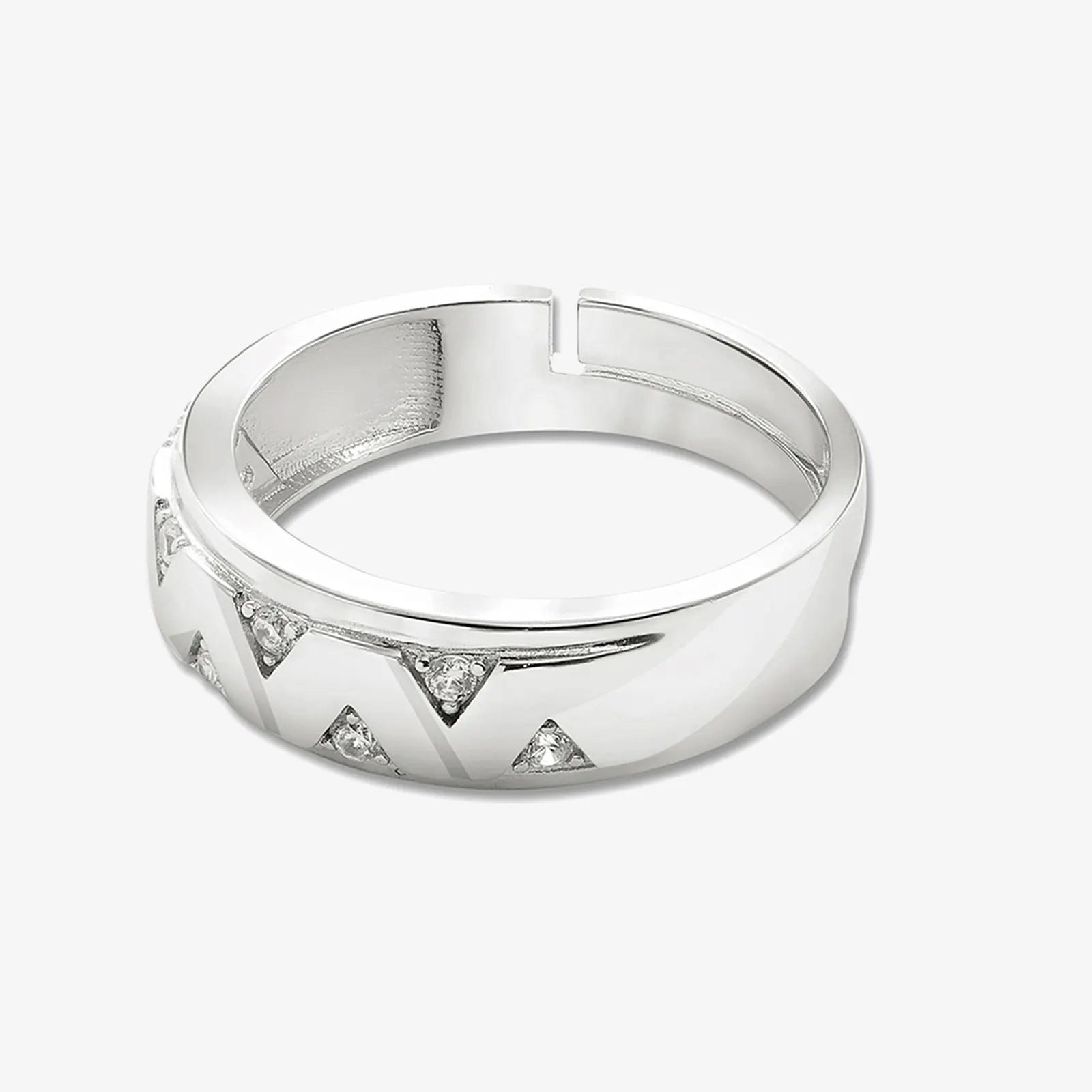 Silver CZ Wave Ring for Women