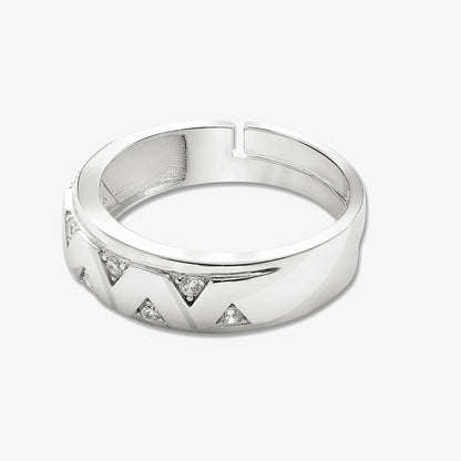 Silver CZ Wave Rings for Men
