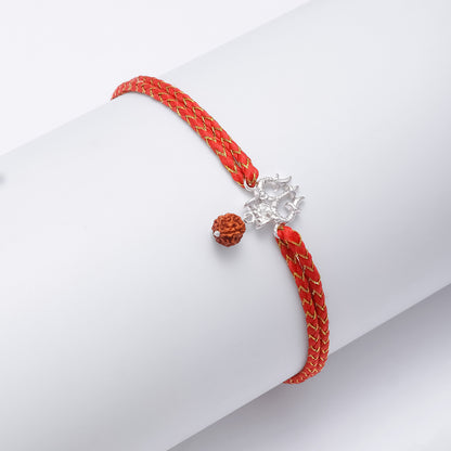 Trishul & Rudraksha Silver Rakhi for Brother