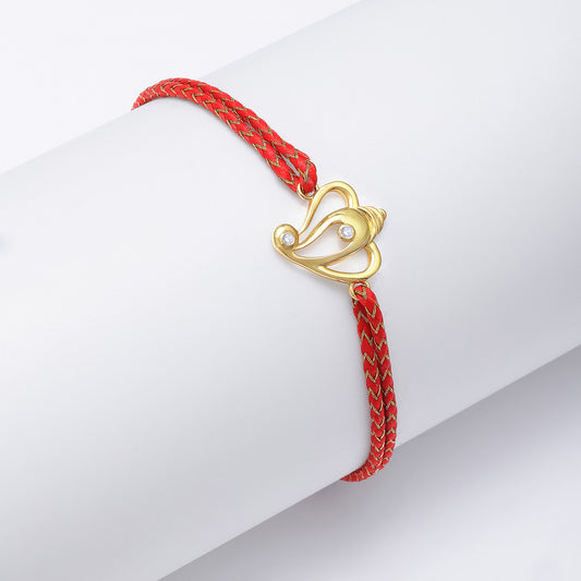 Golden Ganesha Red Thread Silver Rakhi for Brother - Tweov Jewels