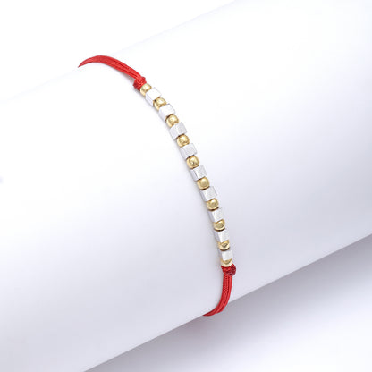Simple Box Beads Silver Rakhi for Brother
