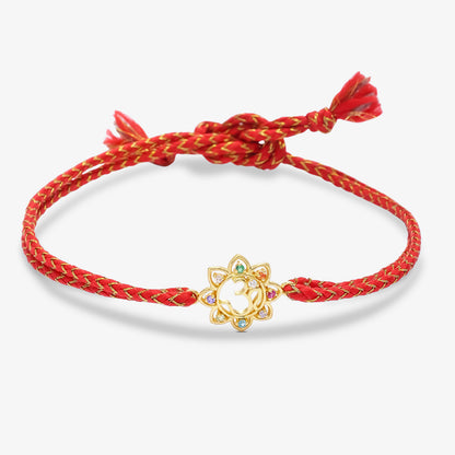 Gold Plated Multicolor Om Floral Silver Rakhi for Brother