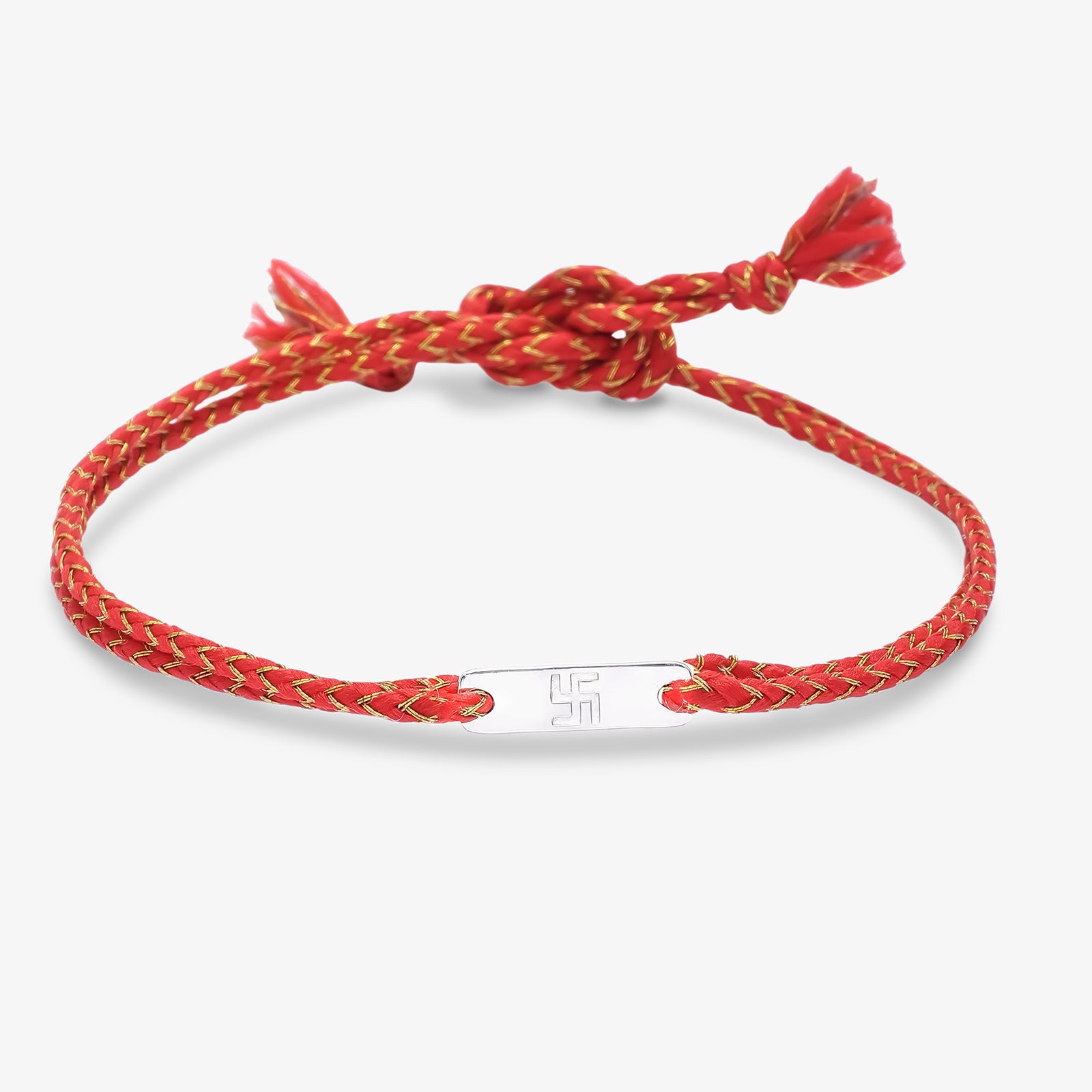 Rectangle Swastik Silver Rakhi