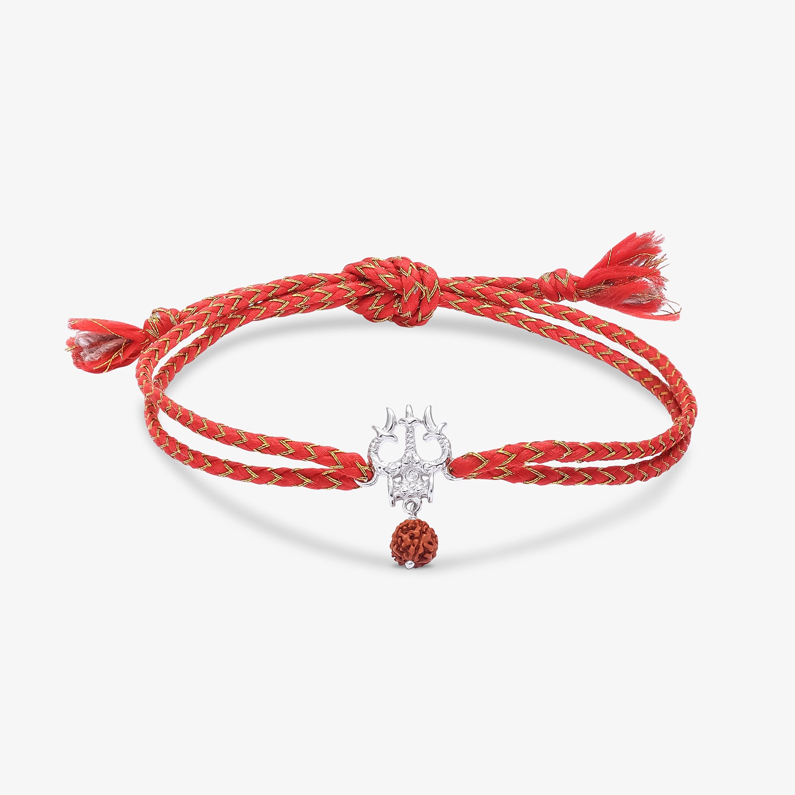 Trishul & Rudraksha Silver Rakhi for Brother